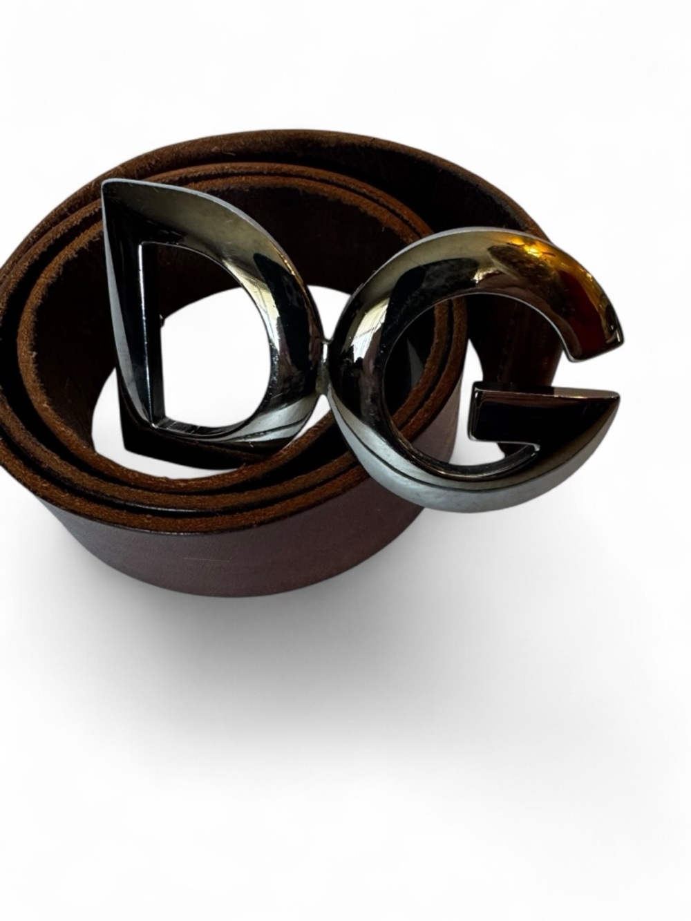 Dolce & Gabbana DG Logo Brown Leather Belt Size 95 (38) - Picture 3 of 13